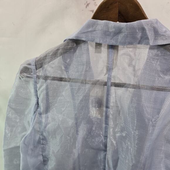 Anthropologie Blazer Womens Medium Blue Periwinkle Sheer Formal Jacket Dolan - Picture 6 of 13